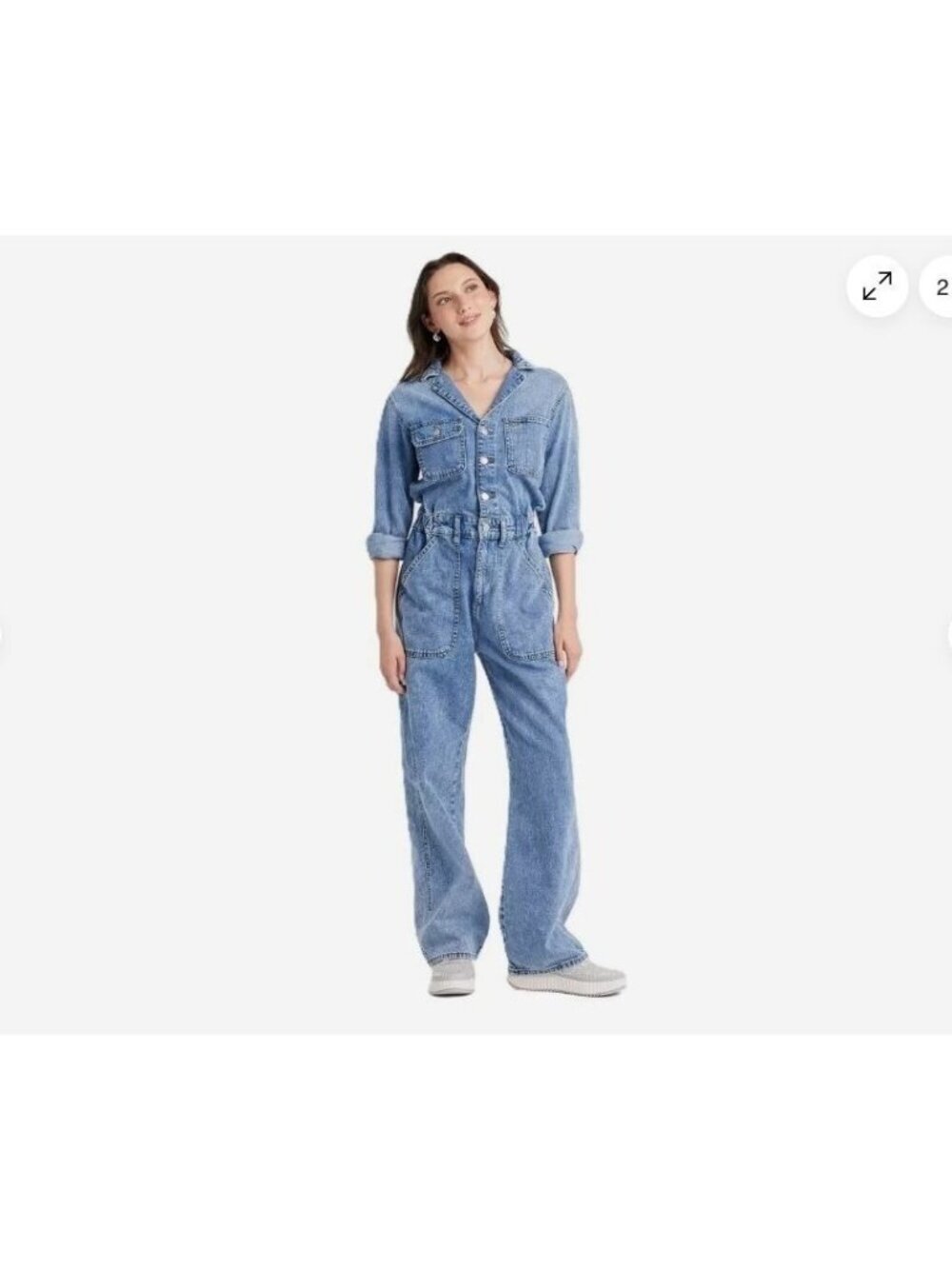 NWT Women's 4 Long Sleeve Utility Baggy Denim Jumpsuit - Universal Thread J1724 - Picture 2 of 9